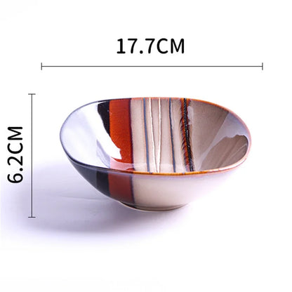 Japanese rural ceramic tableware Vine leaf soup bowl Lamian Noodles bowls Hot vegetable bowls Cover and pour rice bowl bowl set