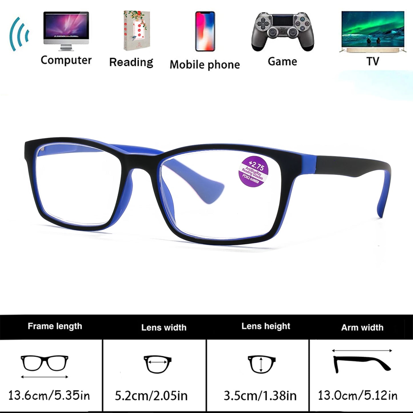 2PCS Reading Glasses For Men And Women.   Spring Hinge Eyeglasses with Blue Light Blocking.   Eyewear HD Lenses Comfortable.  For Reading Glasses only the 250 is  gone.  EVERY OTHER NUMBER is VERY Available.