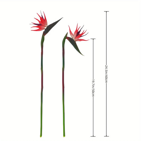 3pcs Artificial Bird Of Paradise Flowers, Rubber Strelitzia 24.5'' Long Stem Flower Suitable For DIY Home Party Theme Decor