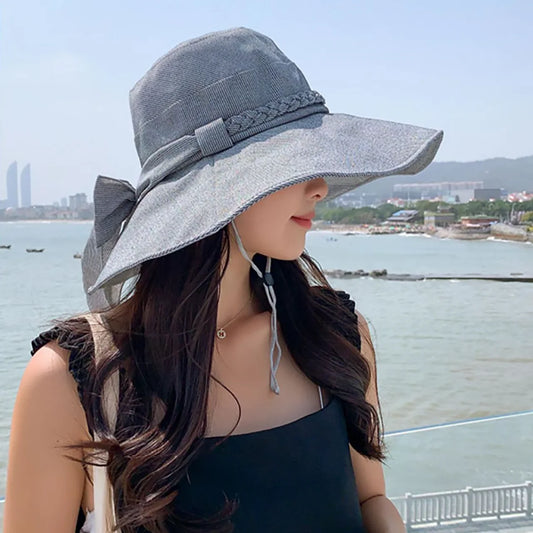 Womens Summer Bucket Hat in Solid Colors with  Wide Brim.  Fishermans Hat For Girls/Ladies  Outdoor Travel,  Beach , UV Protection