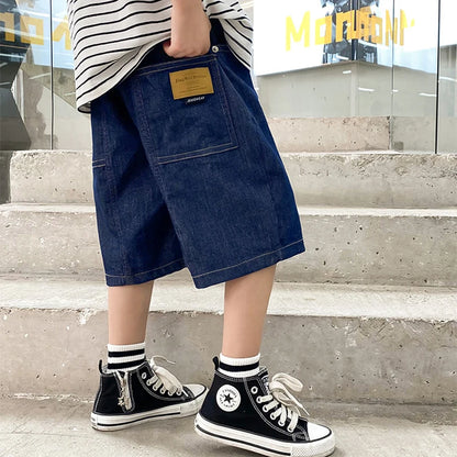 Boys Summer Fashion Denim Shorts, Casual, Loose, Thin,  Knee-Length Trousers for 3-12 Years, Outdoor Jeans /Pants