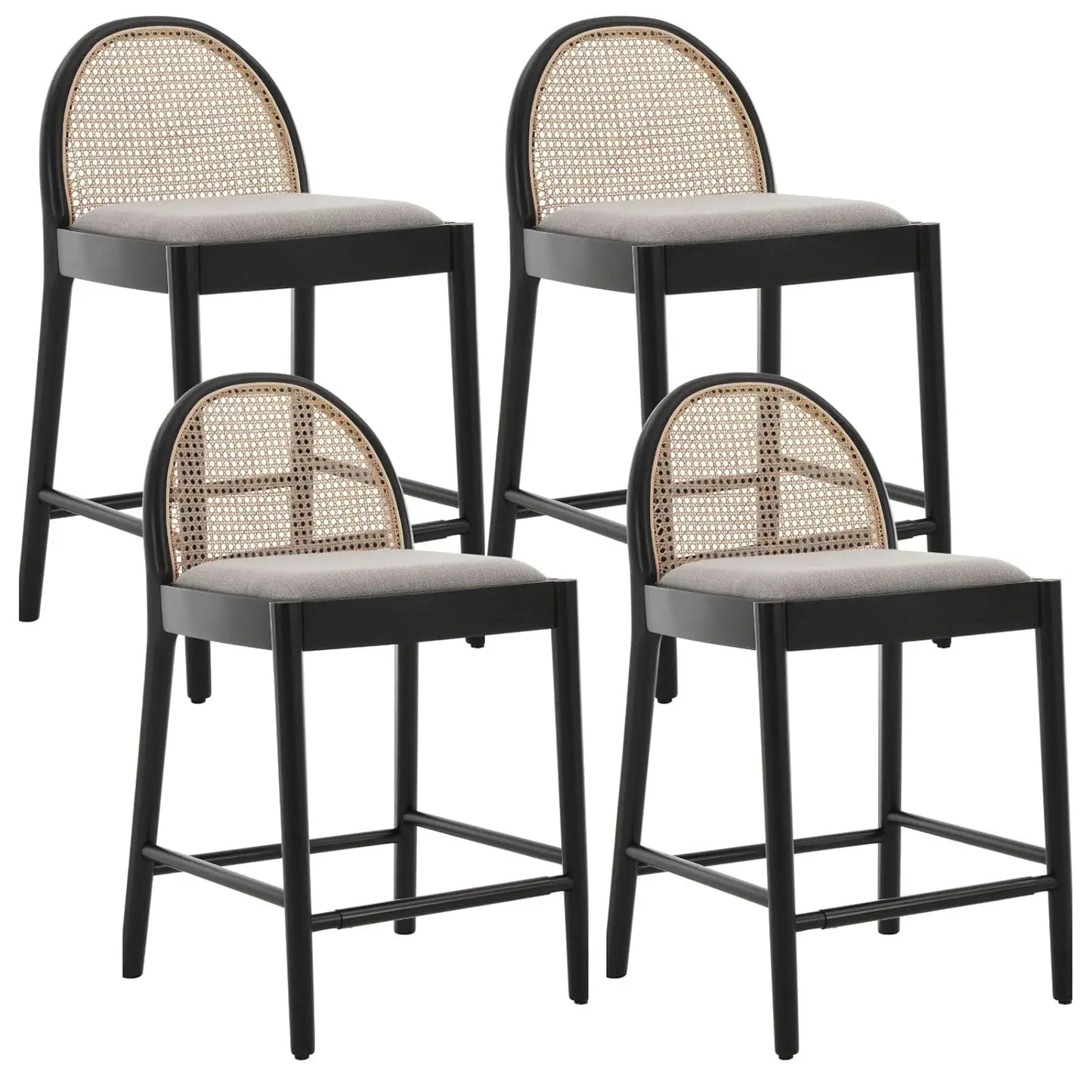 Modern Linen Counter Stools,  Set of 4, 26 Inch Seat Height,  Counter Height Barstools Upholstered.   Bar Stools with Oval, Customized