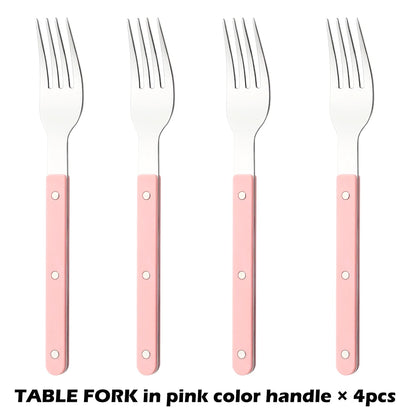 Fashionable Design Top Mirror Polishing Cutlery Sets of Stainless Steel 18/8(304) ABS Handle With Rivets Silverware Set For Kitchen and everday  serving