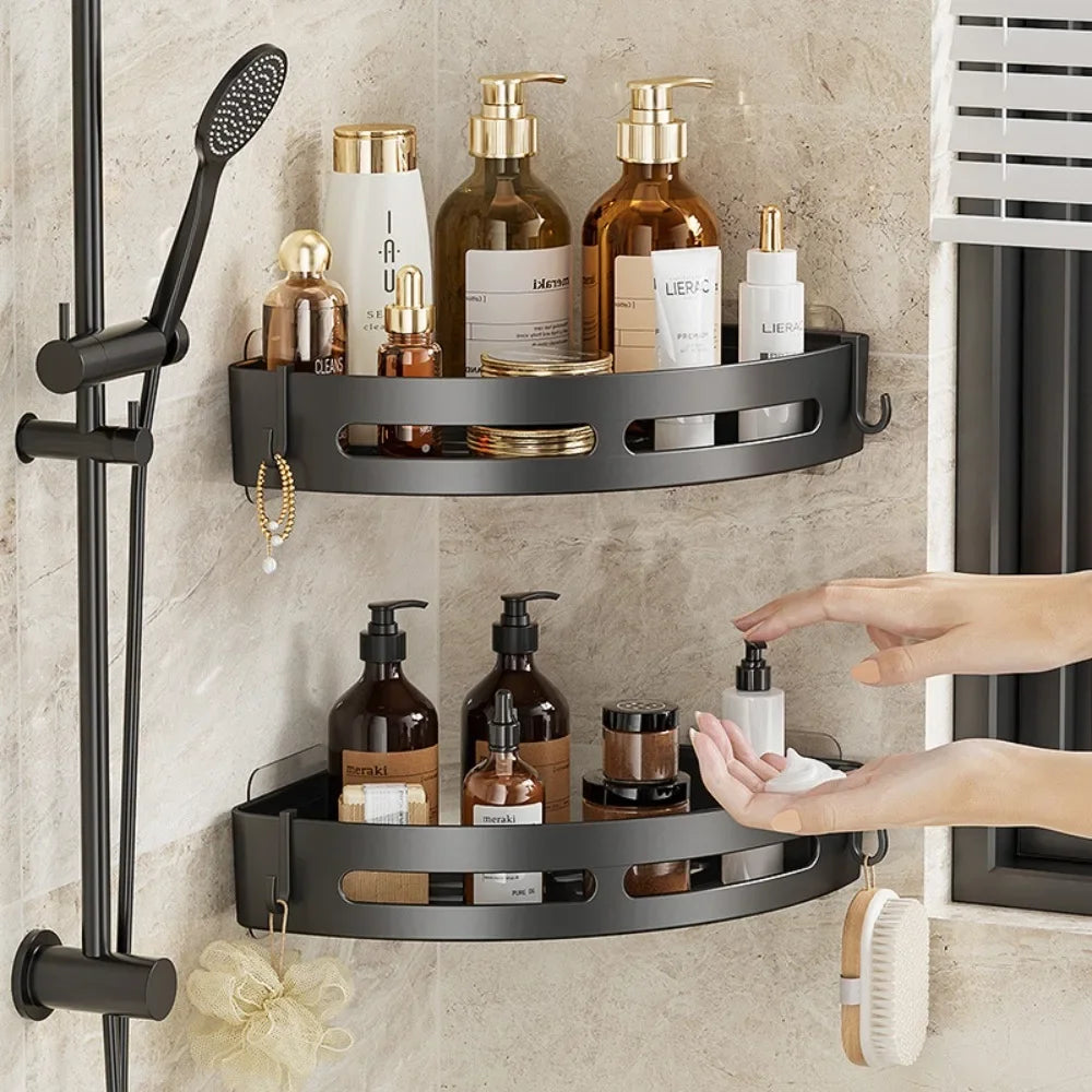 NEW 3/2/1 PCS Adhensive Bathroom Shampoo Holder. Shower Caddy Shelves  with  No Drill Shelf Corner, Towel Holder