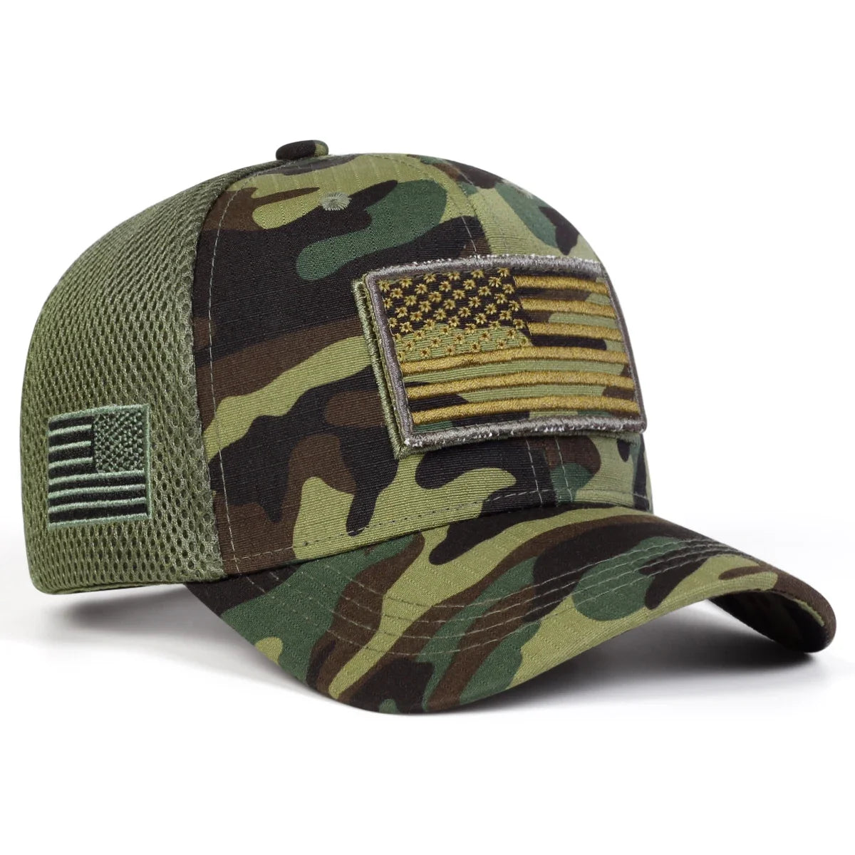 Unisex American Flag Embroidery Camouflage Baseball Net Caps.  Adjustable Sunscreen Cap