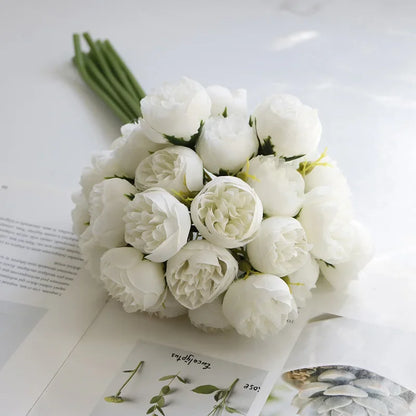 Rose Pink Peony Artificial Flowers, Silk Bouquet.  for Table Vase Arrange Home , Valentines Day, Wedding , Etc.