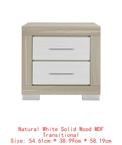 Natural White Full Bedroom Set 5 Pieces - Modern Design for Cozy Spaces, Includes Bed Frame, Nightstands, Dresser and Mirror