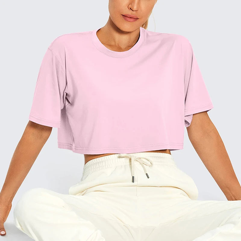 Shirt Funny Women's Crop Tops Casual Female White Crop Tops T-shirt Round Neck Short Loose Tees Summer PLEASEcheck sizing charts!!!
