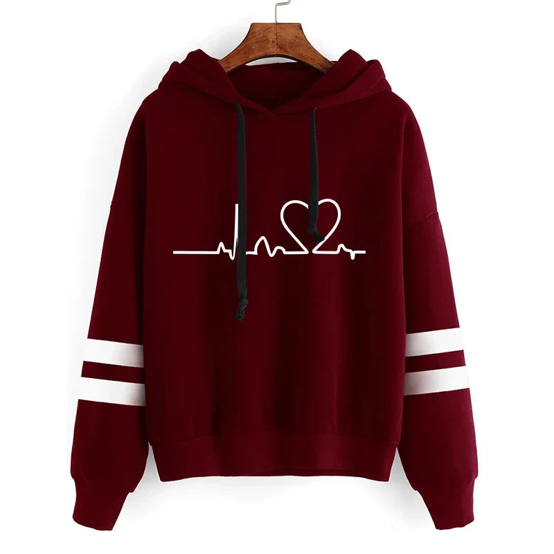 Womens Casual Tracksuit.  Versatile Sweatshirt with Hoodie  Black Sweatpants with High Quality Print.