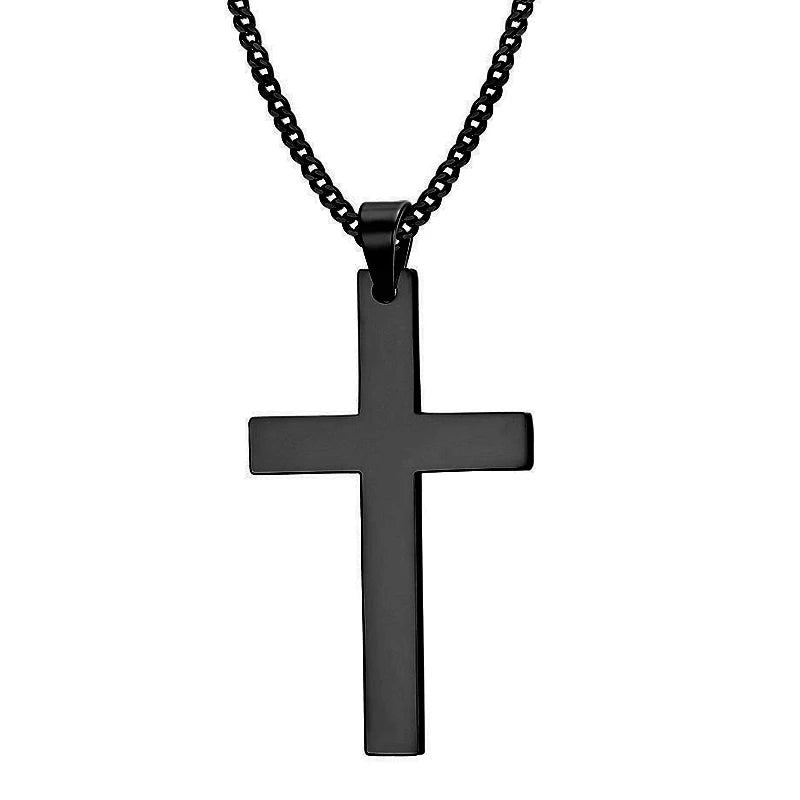 Fashion Stainless Steel Cross Pendant Necklace For Women /Men Link Chain Charm Necklace.  Boys /Girls Jewelry Gift.    Bllck is gone but silver and gold are available.