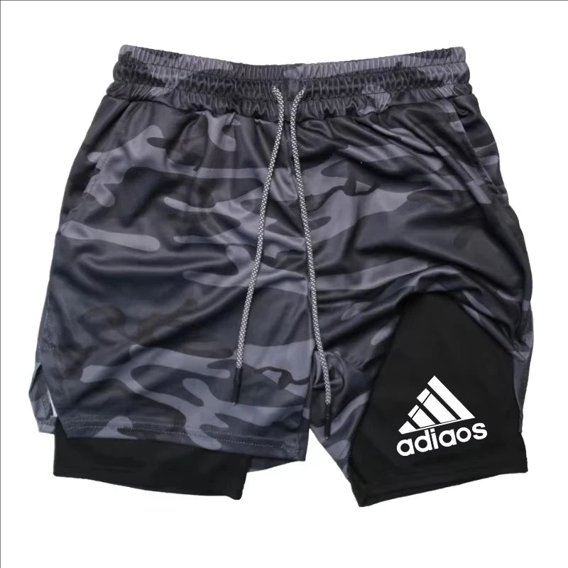 Men's Compression Shorts,  Summer Gym Fitness, Running,  Training Sports Shorts,  Two-In-One Mesh, Breathable and, Quick-Drying Shorts