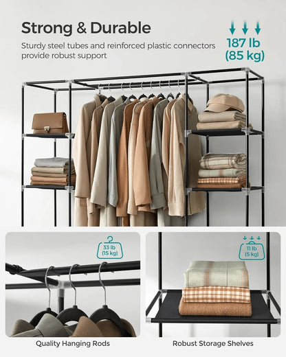 69 Inch Wardrobe Organizer,  Portable Bedroom Wardrobe, Clothes Rail With Non-Woven Cover, Clothes Storage Rack