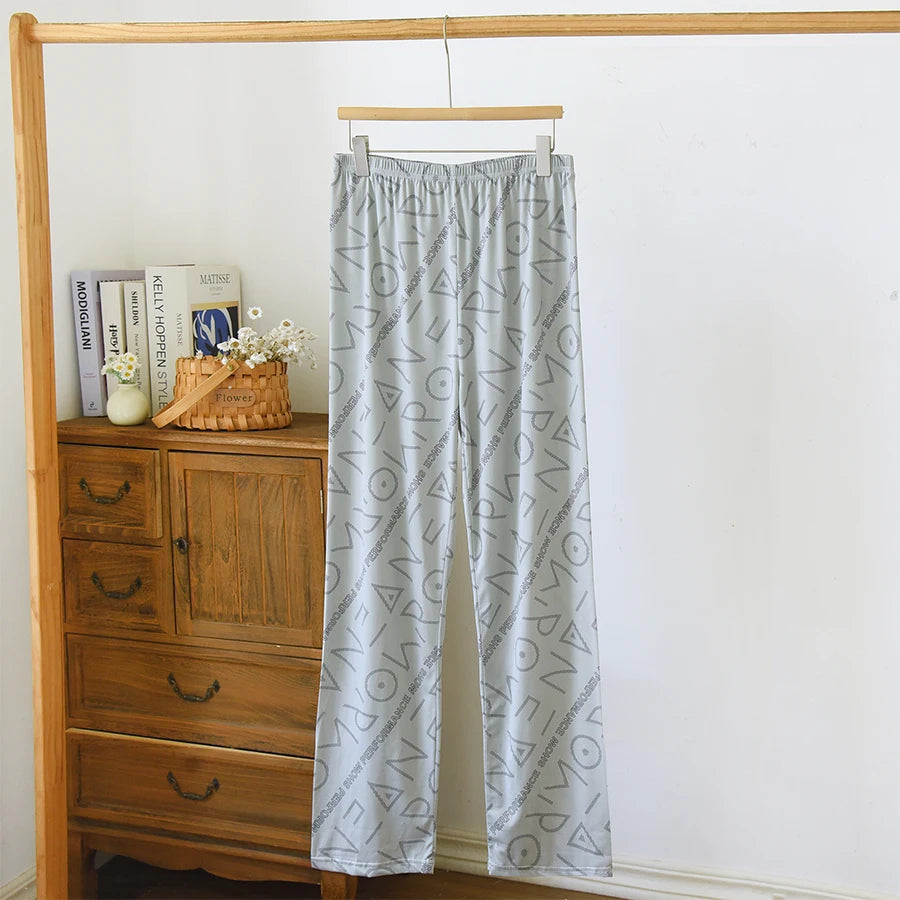 Men's Stylish Summer Pajama Pants, Thin, Loose, Breathable,  Air-Conditioned Pants with Elastic Waist