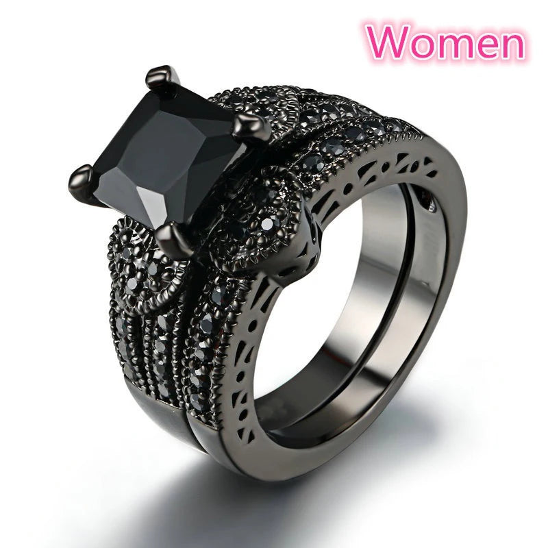 Charming Couples Rings . Romantic Womens Red Rhinestones Ring Set . Trendy Mens Stainless Steel Celtic Dragon Rings, Wedding Band Jewelry, Couples Rings, MOTHER and FATHERS DAY Gift
