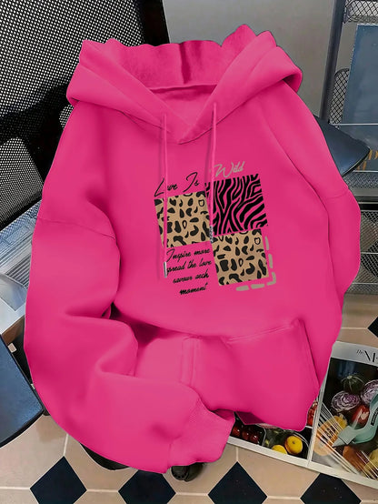 Women's autumn and winter loose casual comfortable letter printed,  thick, long sleeved,  round neck hoodie pullover