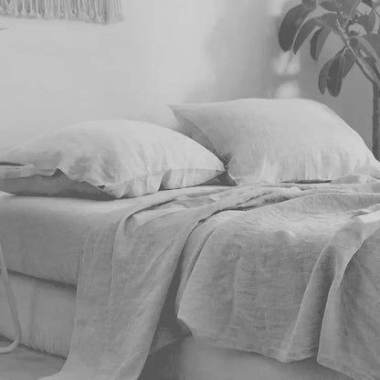 3PCS 100% Washed Linen Sheet Set Natural Flax Bed Sheets 2 Pillowcases Breathable, Soft Farmhouse Bedding,  Bedsheet Flat Sheet