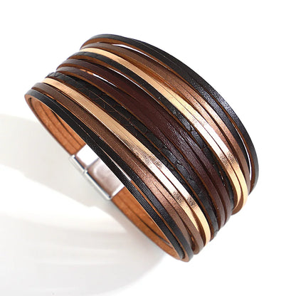 Trendy Colorful Leather Bracelet for Women /Men.   Boho Multilayer Slim Strips Wrap Wide Bangle Bracelets. Jewelry Gifts