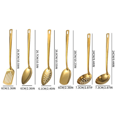 2/6pcs Stainless steel kitchenware set,  creative  golden soup spoon, colander,  hot pot spoon, cooking  and frying assists.