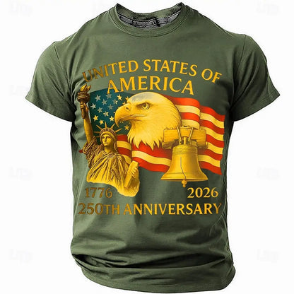 America 250th Birthday Eagle Flag 250 Years 1776-2026,  PRINTED Unisex Men's  and Womens T-Shirt, Casual  Vintage -style Clothing