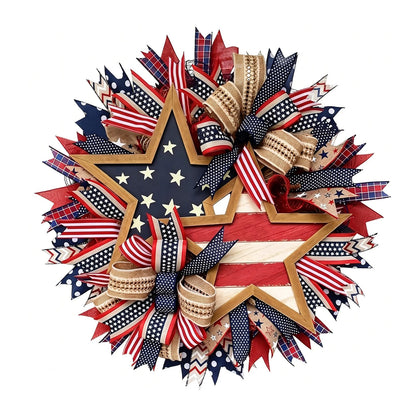 16 Inch 250th Anniversary Patriotic Wreath.  American Flag Theme,  Garland for Patriotic  Day s.  Window /Wall Decoration