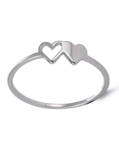 Initial Letter Ring for Women.  Stainless Steel A-Z Alphabet Double Heart Rings for Fashion Wedding  gift, Valentine's Day