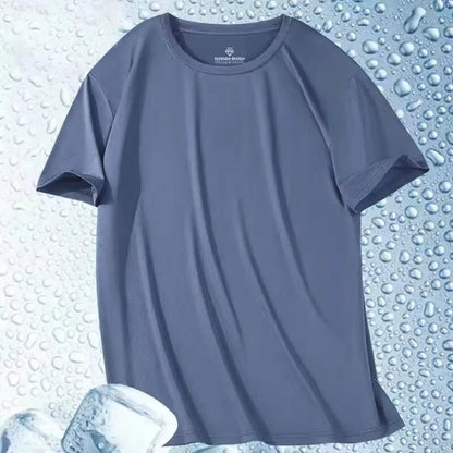 Summer Ice Silk Men T Shirt, Short Sleeve, Round Neck,  Breathable, Thin, Quick Drying Tees, Soft ,Elasticity, Some Color/sizes not Available, but most are available.  JUST check sizing charts, also.