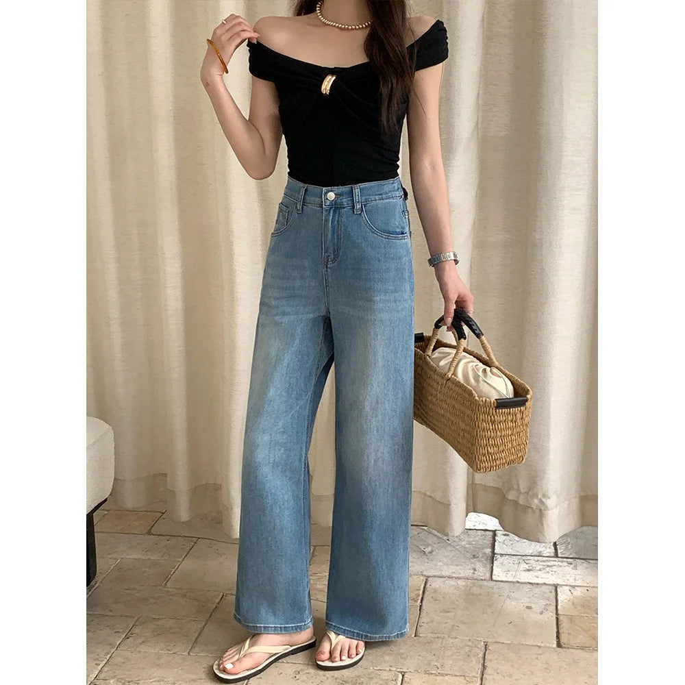 2026 Summer Plus Size Straight Stretch Thin Denim Jeans,  High Elastic Wais,  Slim,  for Casual Pants Curvy Ladies.  Please check sizing charts for US sizing, Not Asian!!!,depending on what your used to>