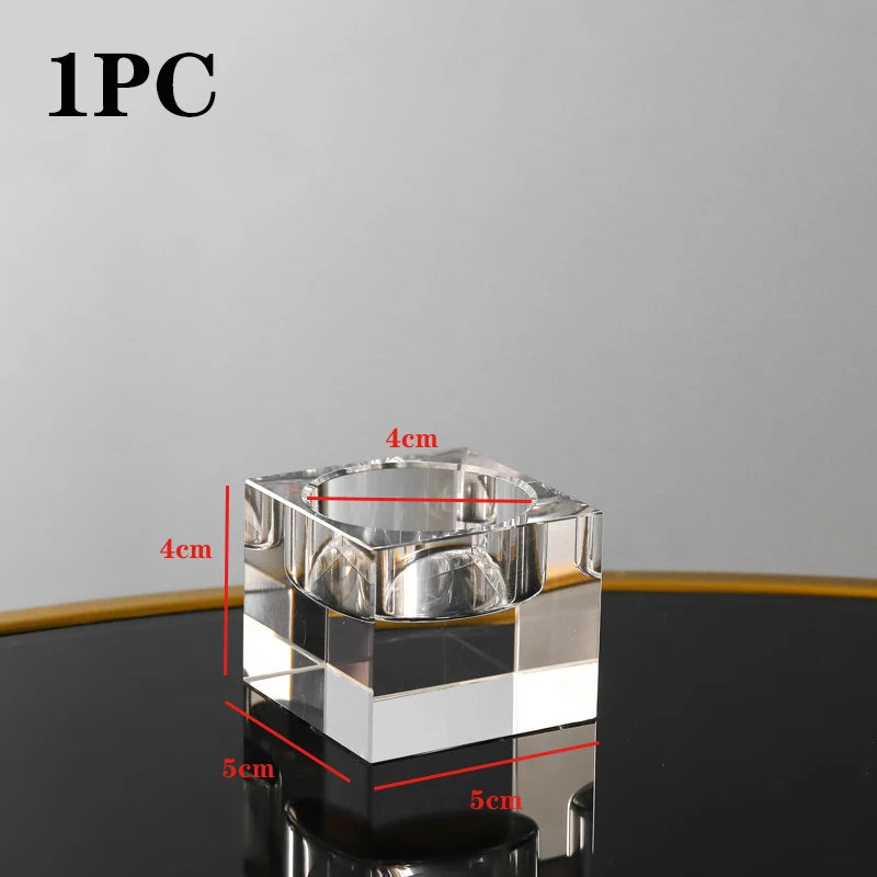 Crystal Glass Candle Holder for   Creative Dining, Home Wedding,   Table Decorations, Party, Desktop, Modern Romantic Candle