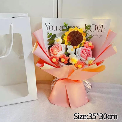 Crocheted Flower Bouquet,  Knitted Flowers, Artificial Flowers,  Graduation Bouquet Party Supplies MOTHERS DAY Gift Wedding Gifts