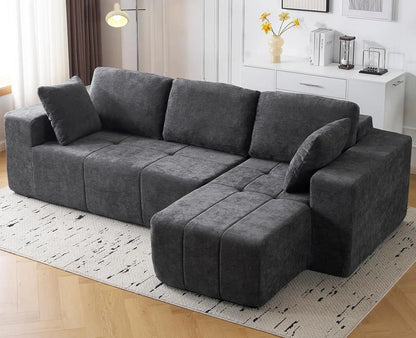 Cloud Modular Sectional Couch 105 Inch Chenille Deep Seat L-Shape Sofa with Chaise Customized Upholstered Boneless Couches