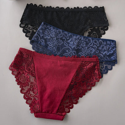 3PCS/Set  of . Luxury Floral Embroidery Lace Panties.  Womens  Briefs,  Sexy Lingerie,  Female Underwear,  Ladies Breathable Underwear