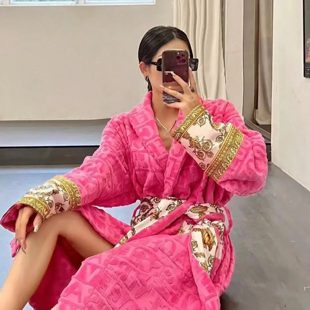 Bathrobe for Men and Women.  Sleepwear, Long Robe,  Cotton Luxury Hotel Style Pajamas, Homewear, Comfortable,  Plush Loungewear