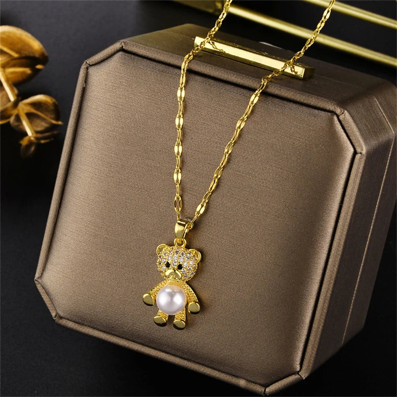 New In Light Luxury Zircon Crystal Stainless Steel Necklaces For Women. Sweet Female Clavicle Chain Jewelry.  Nice for everyday wear. Maybe nice for MOTHER/DAUGHTER Gift