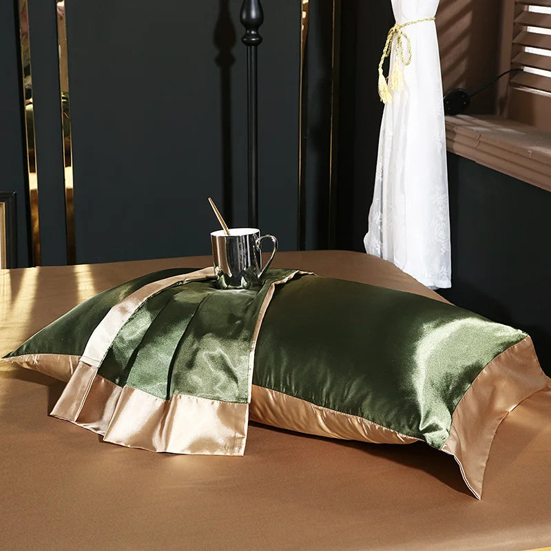 Natural Mulberry Silk Bedding Set Cover Fitted/Flat Bed Sheet,  2 Pillowcases, Luxury Satin Bedsheet,  Solid Colors  King, Queen,  Twin Size