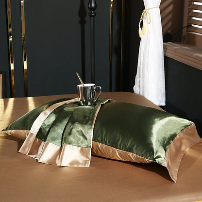 Natural Mulberry Silk Bedding Set Cover Fitted/Flat Bed Sheet,  2 Pillowcases, Luxury Satin Bedsheet,  Solid Colors  King, Queen,  Twin Size