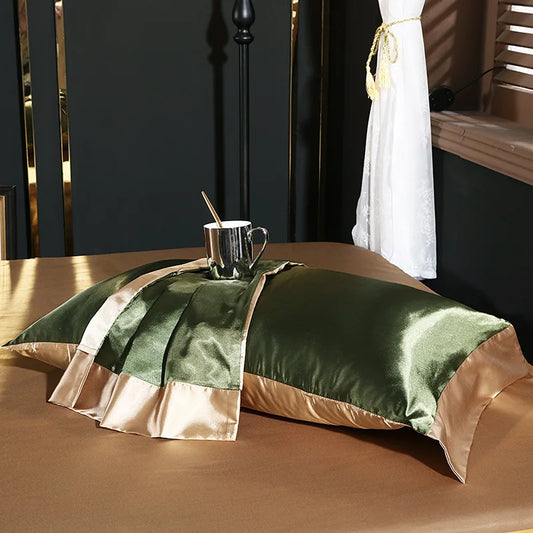 Natural Mulberry Silk Bedding Set Cover Fitted/Flat Bed Sheet,  2 Pillowcases, Luxury Satin Bedsheet,  Solid Colors  King, Queen,  Twin Size