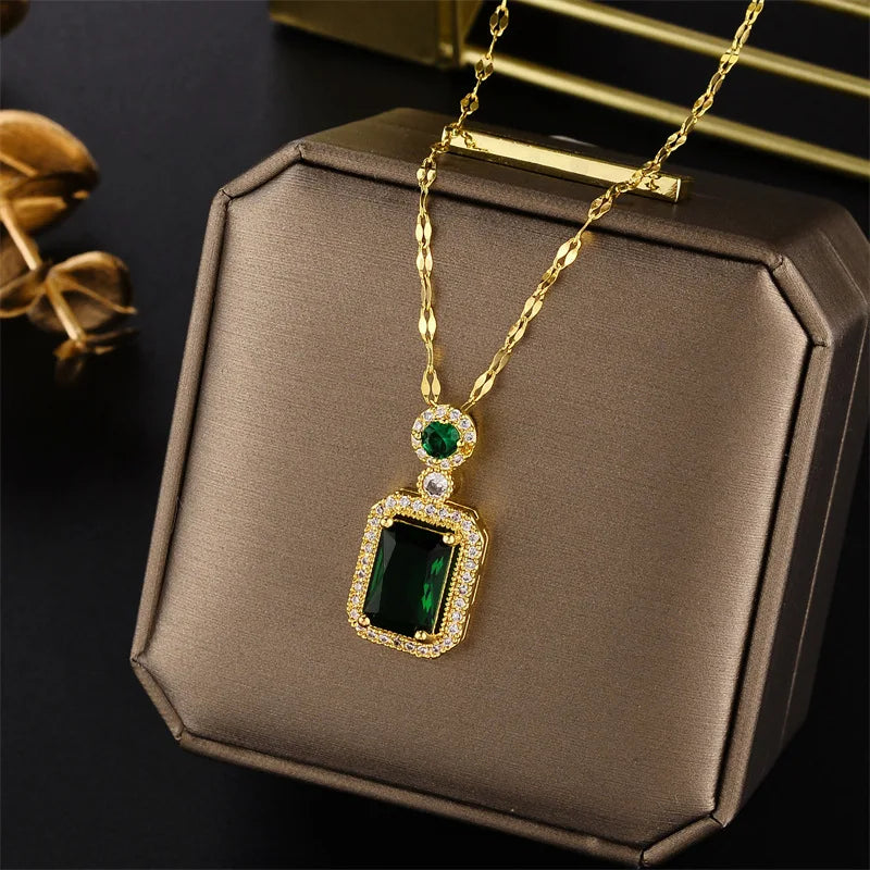 New In Light Luxury Zircon Crystal Stainless Steel Necklaces For Women. Sweet Female Clavicle Chain Jewelry.  Nice for everyday wear. Maybe nice for MOTHER/DAUGHTER Gift