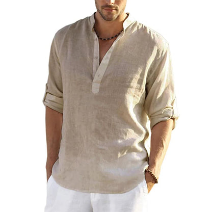 New Men's Casual Shirt, Cotton Linen Shirt,  Loose Tops, Long Sleeve Tee Shirt  for Spring /Autumn.  Casual Handsome Men's Shirts.  Lots of Colors!