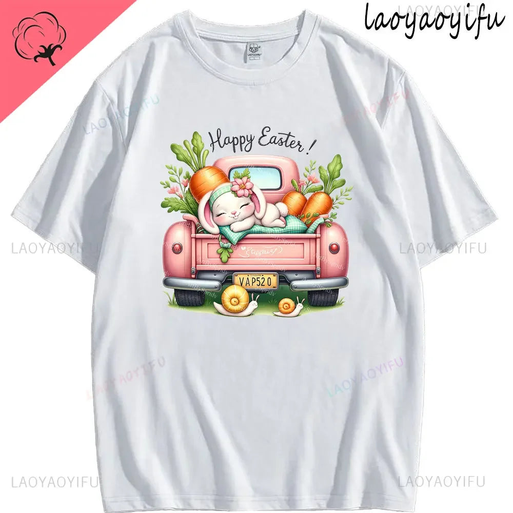 Bunny with Sunglass Unisex Retro Aesthetic T-shirt Funny. Happy Easter Bunny,  Cotton Tshirt, Ears  and Cute Rabbit
