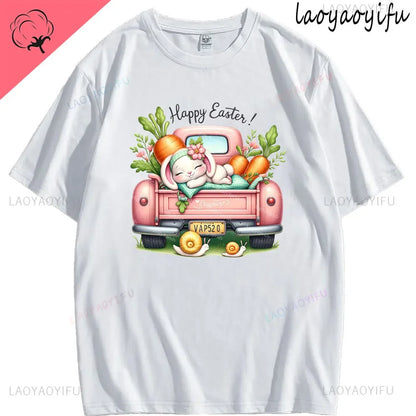 Bunny with Sunglass Unisex Retro Aesthetic T-shirt Funny. Happy Easter Bunny,  Cotton Tshirt, Ears  and Cute Rabbit