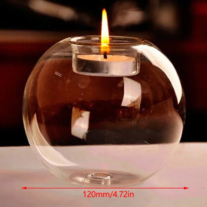 Elegant Round Glass Candle Holders - European Style Centerpiece for Christmas, Halloween & Wedding Parties EVERDAY ELEGANCE