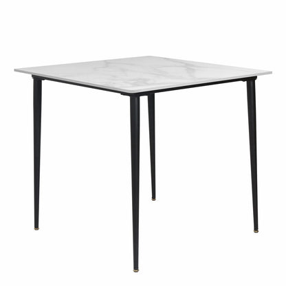 Mid-Century Slate Kitchen Dining Table with Sintered Stone Top and Metal Legs, Kitchen,  Dining Room