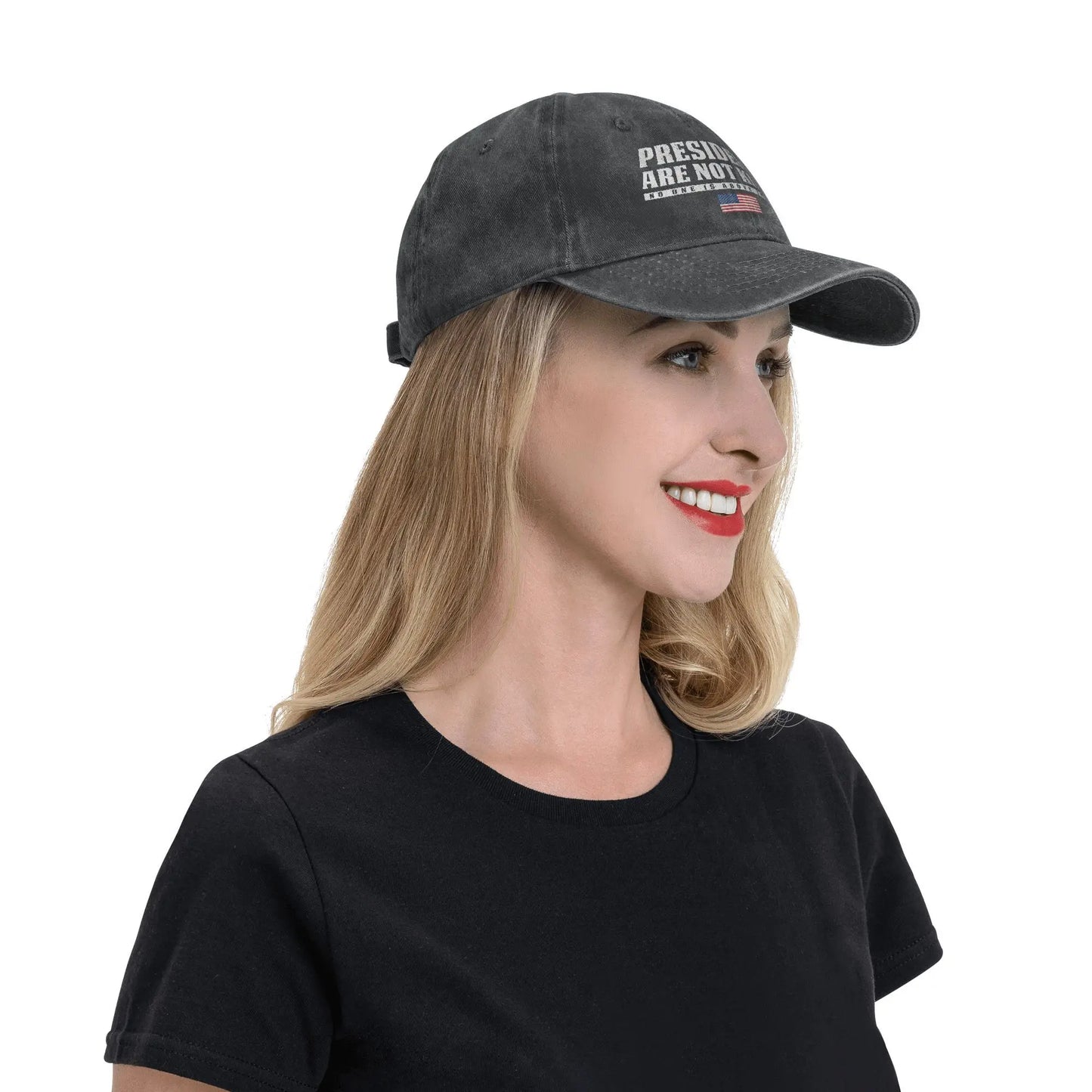 "Presidents Are Not Kings"  USA Flag Unisex Baseball Cap.  " No Kings In America "
Distressed Denim Washed Hats Cap,  Outdoor Soft Headwear Lots of choices of color.