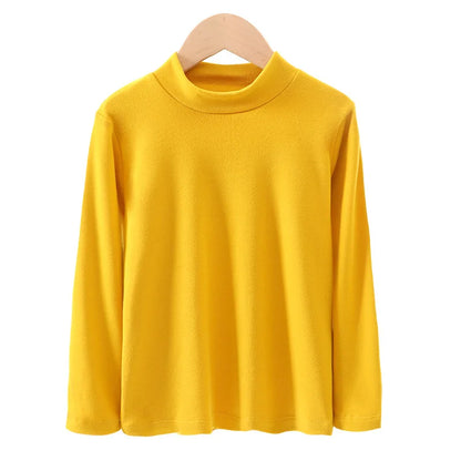 Children's Clothing,  Boys / Girls Winter Thermal T-shirts, Turtleneck,  Solid,  Long Sleeve,  Soft Warm Fleece,