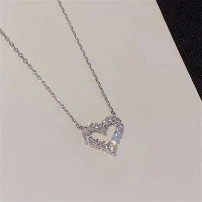 Crystal,  Hollow Heart for Love.   Pendant Necklace, Romantic,  Zircon, Simple Necklace For Women.Trendy Jewelry Accessories