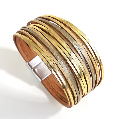 Trendy Colorful Leather Bracelet for Women /Men.   Boho Multilayer Slim Strips Wrap Wide Bangle Bracelets. Jewelry Gifts