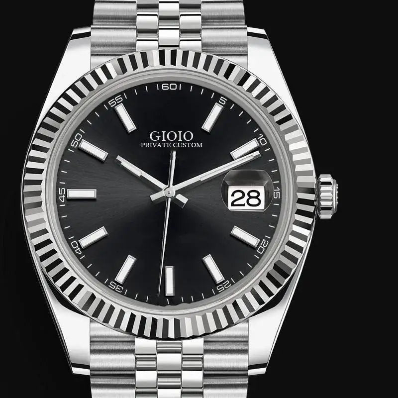 Luxury Men's Mechanical Watch.   Stainless Steel, Style Gold Black Blue White, Diamond Dial.