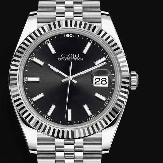 Luxury Men's Mechanical Watch.   Stainless Steel, Style Gold Black Blue White, Diamond Dial.