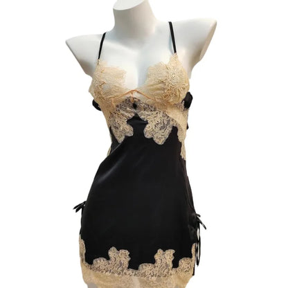 Sexy Pajamas for Women Nightwear.   Ice Silk Lace,  Beautiful Back Suspender Pajama Night Dress,  Elegant Strap,  Sweet Nightgown