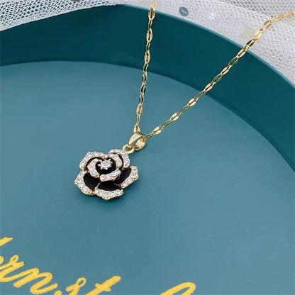 New In Light Luxury Zircon Crystal Stainless Steel Necklaces For Women. Sweet Female Clavicle Chain Jewelry.  Nice for everyday wear. Maybe nice for MOTHER/DAUGHTER Gift